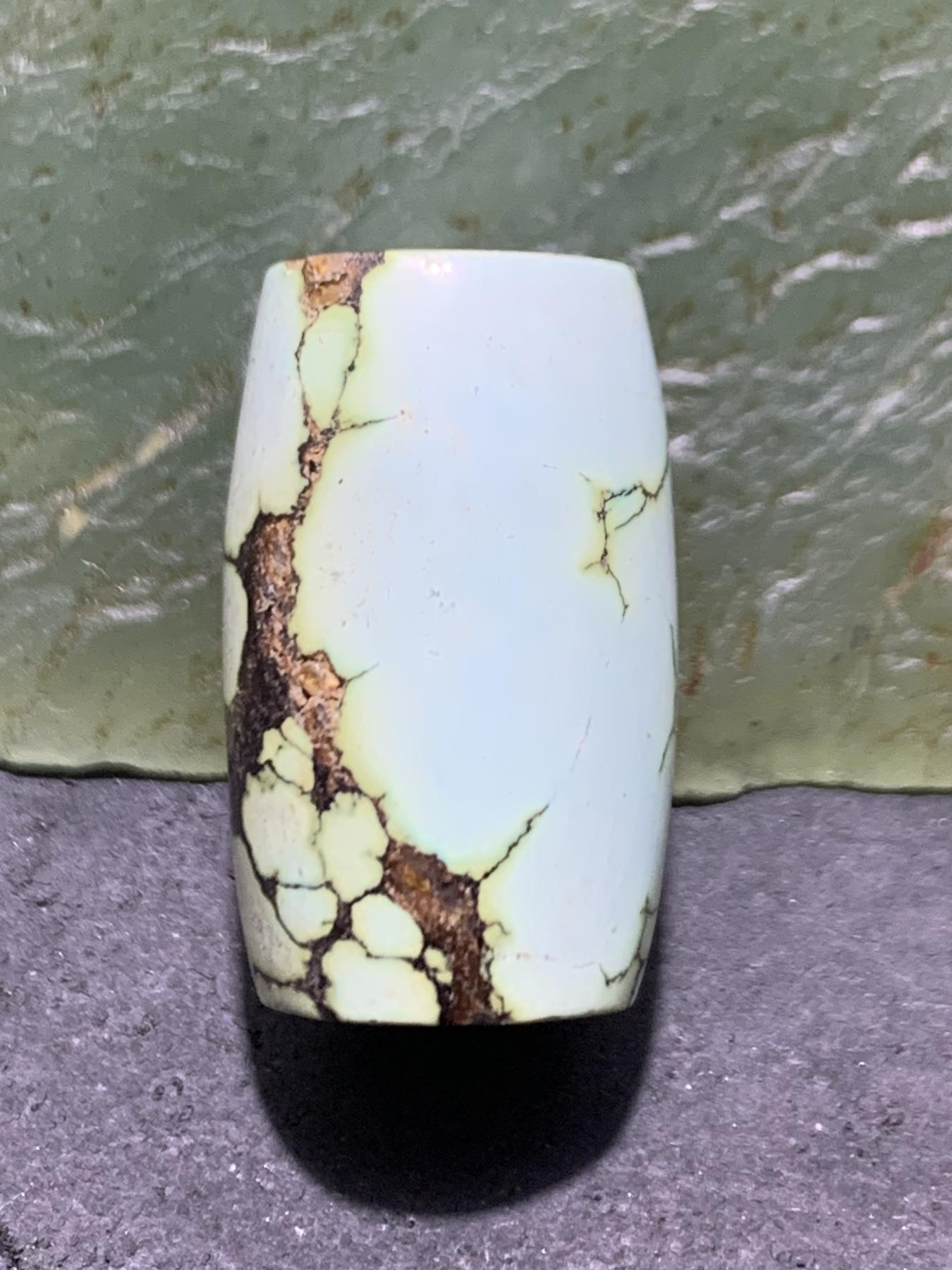 十堰高瓷俏色网花松石桶珠一颗