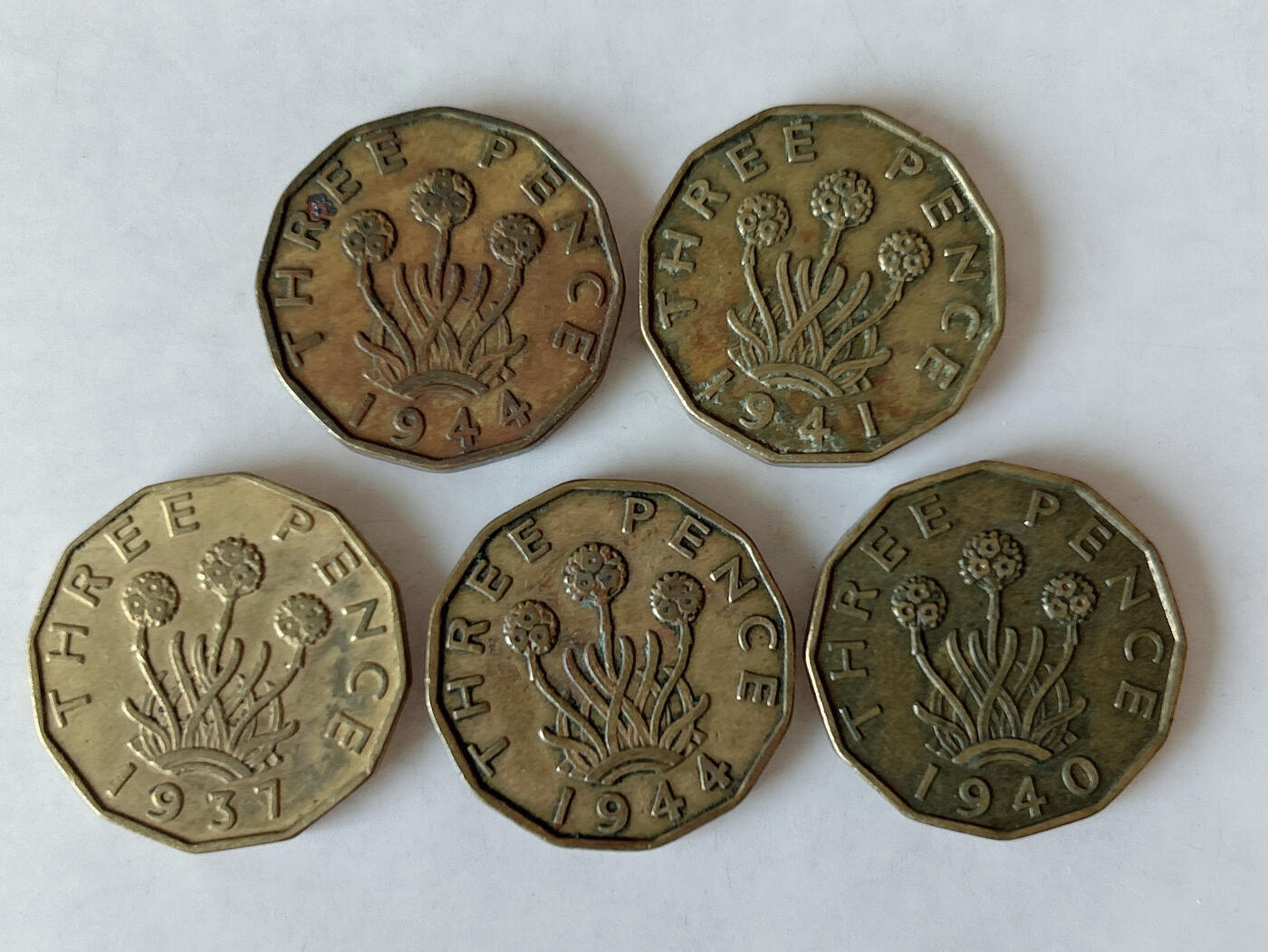 第一海外回流一元起拍收藏 散币专场 第88期 英国3便士黄铜币 乔治六世 5枚