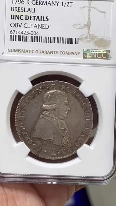 NGC-UNCD 1796神罗德意志布雷斯劳半泰勒银币 非常稀有