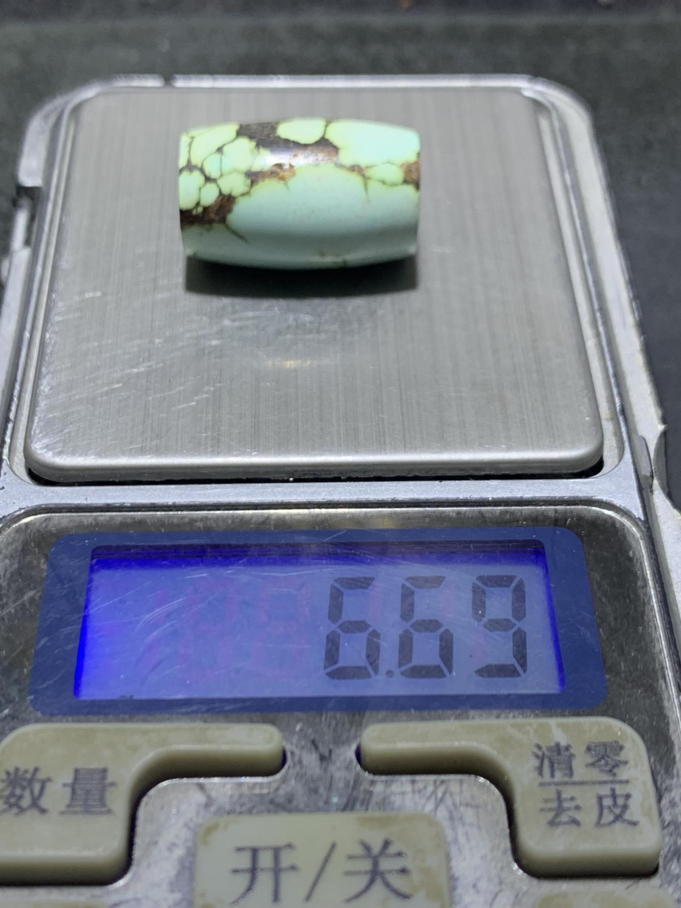 十堰高瓷俏色网花松石桶珠一颗
