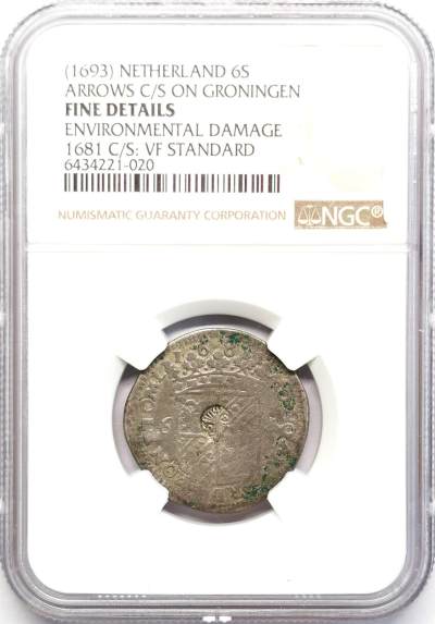 凡希社世界钱币微拍第二百六十九期 - 1693尼德兰加盖格罗宁根6S银辅币NGC-FINE