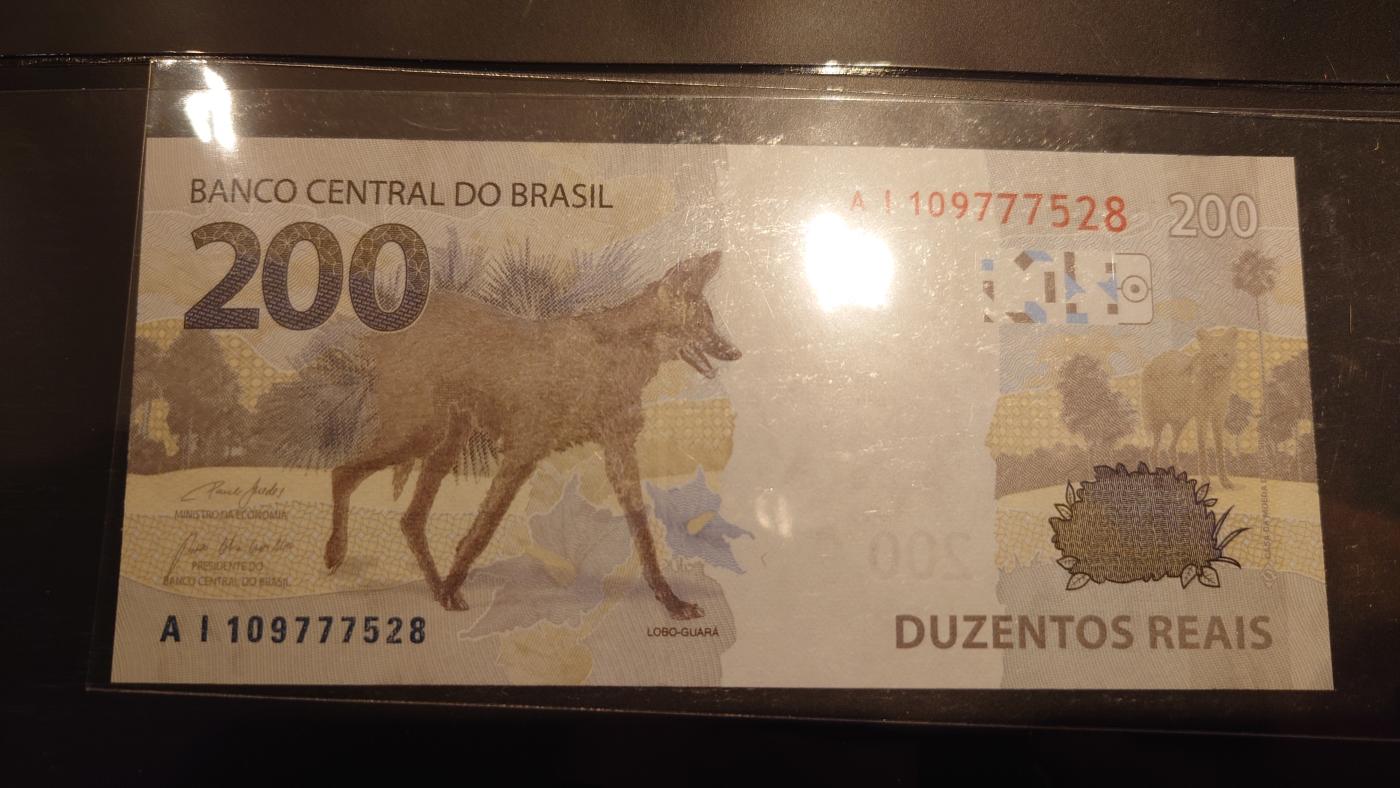 【世界钱币】精选微拍第106期暨2024年第17期  评级裸钞杂烩场 2020年巴西200雷亚尔 全新绝品无47尾8