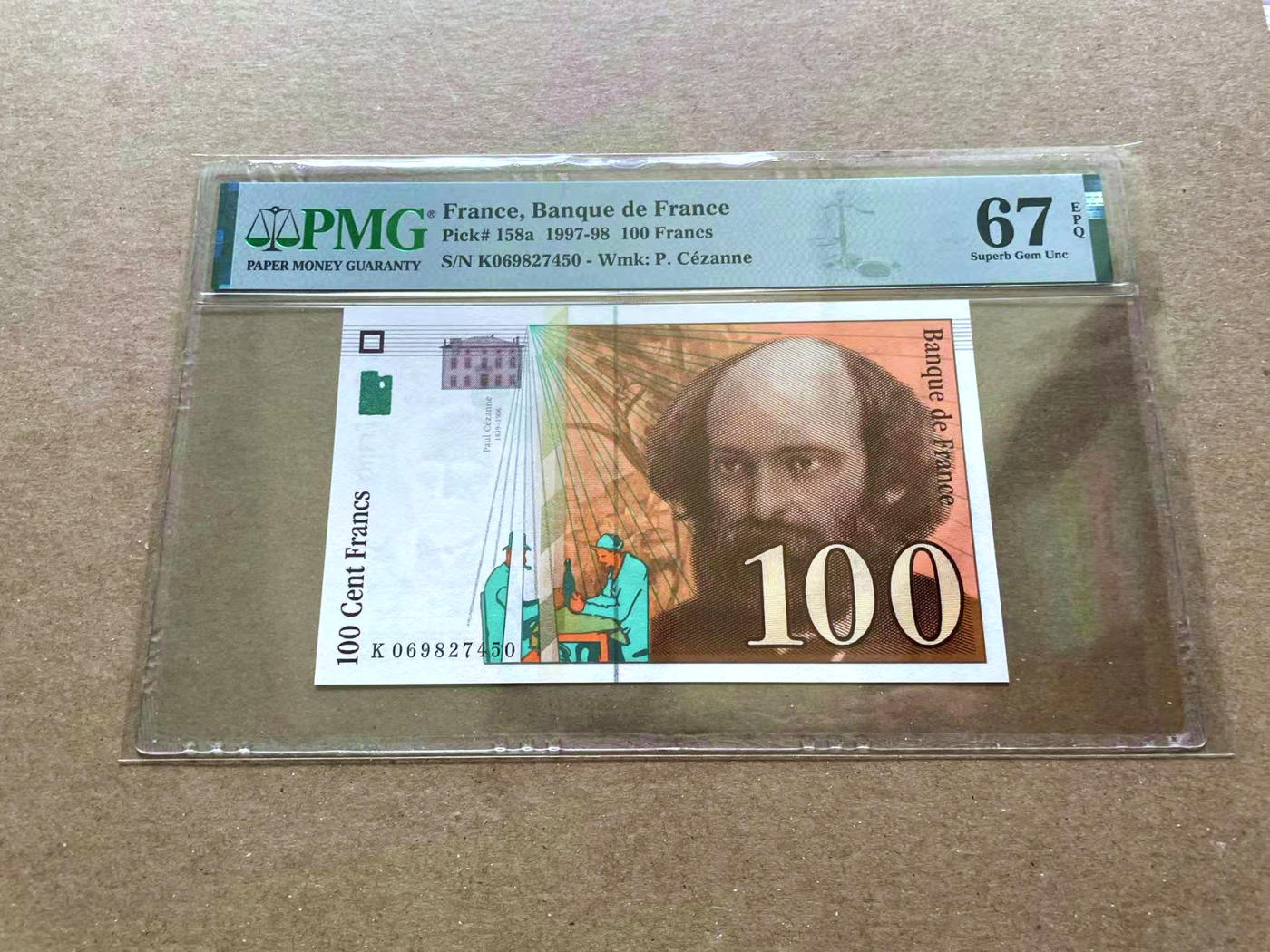 【Blue Auction】✨世界纸币精拍第478期【精】 法国 1997-98年100法郎 PMG67EPQ 高分