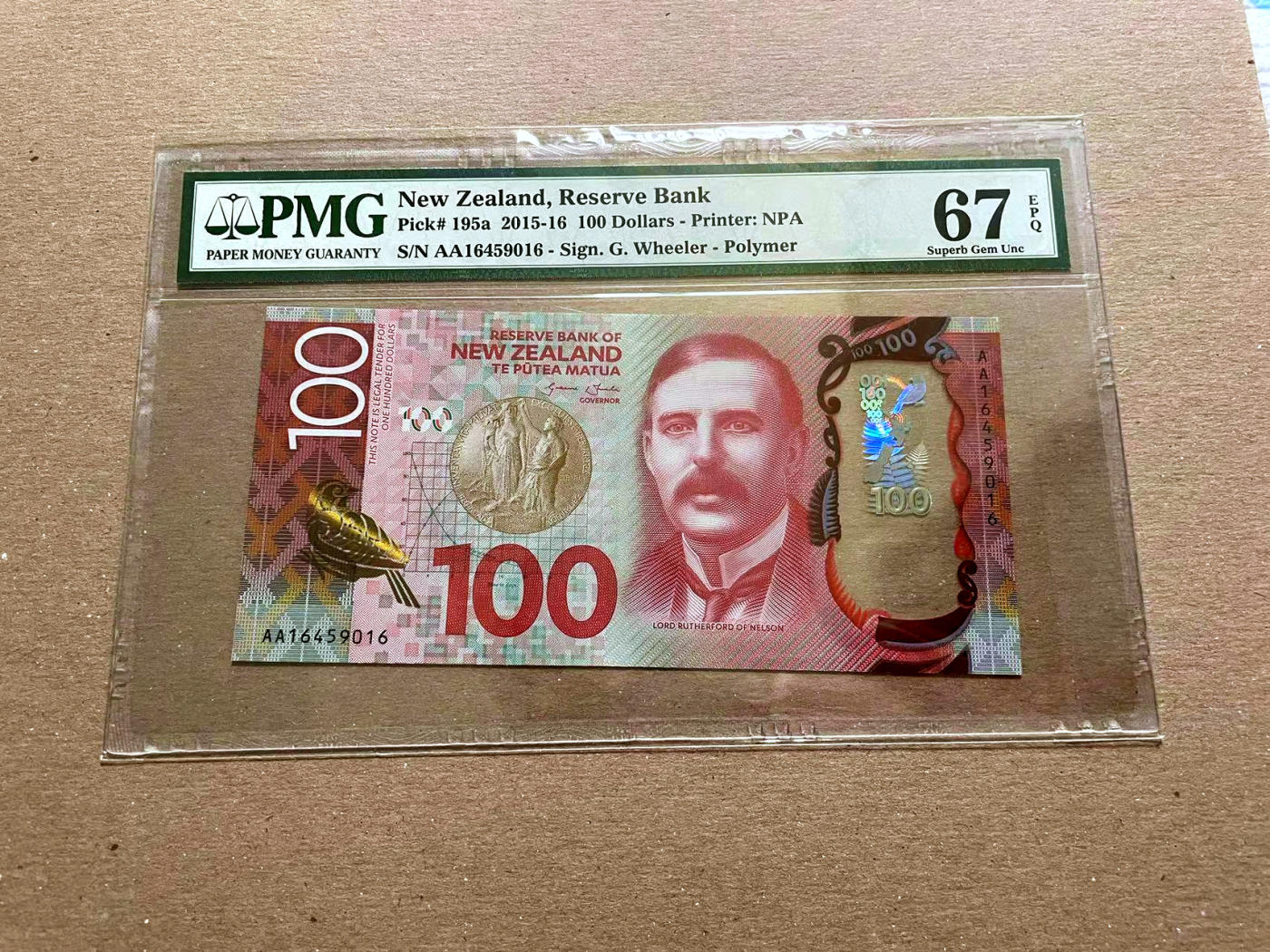 【Blue Auction】✨世界纸币精拍第478期【精】 【AA】新西兰 2015-16年100元 PMG67EPQ 高分 