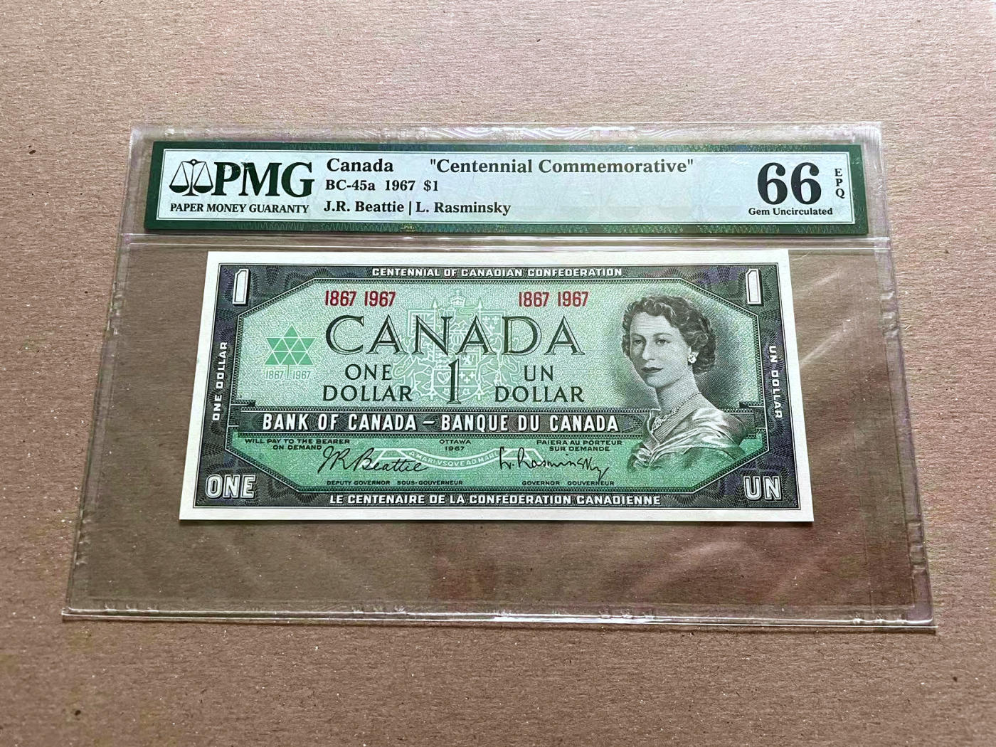 【Blue Auction】✨世界纸币精拍第478期【精】 加拿大 1967年1元 PMG66EPQ 纪念钞