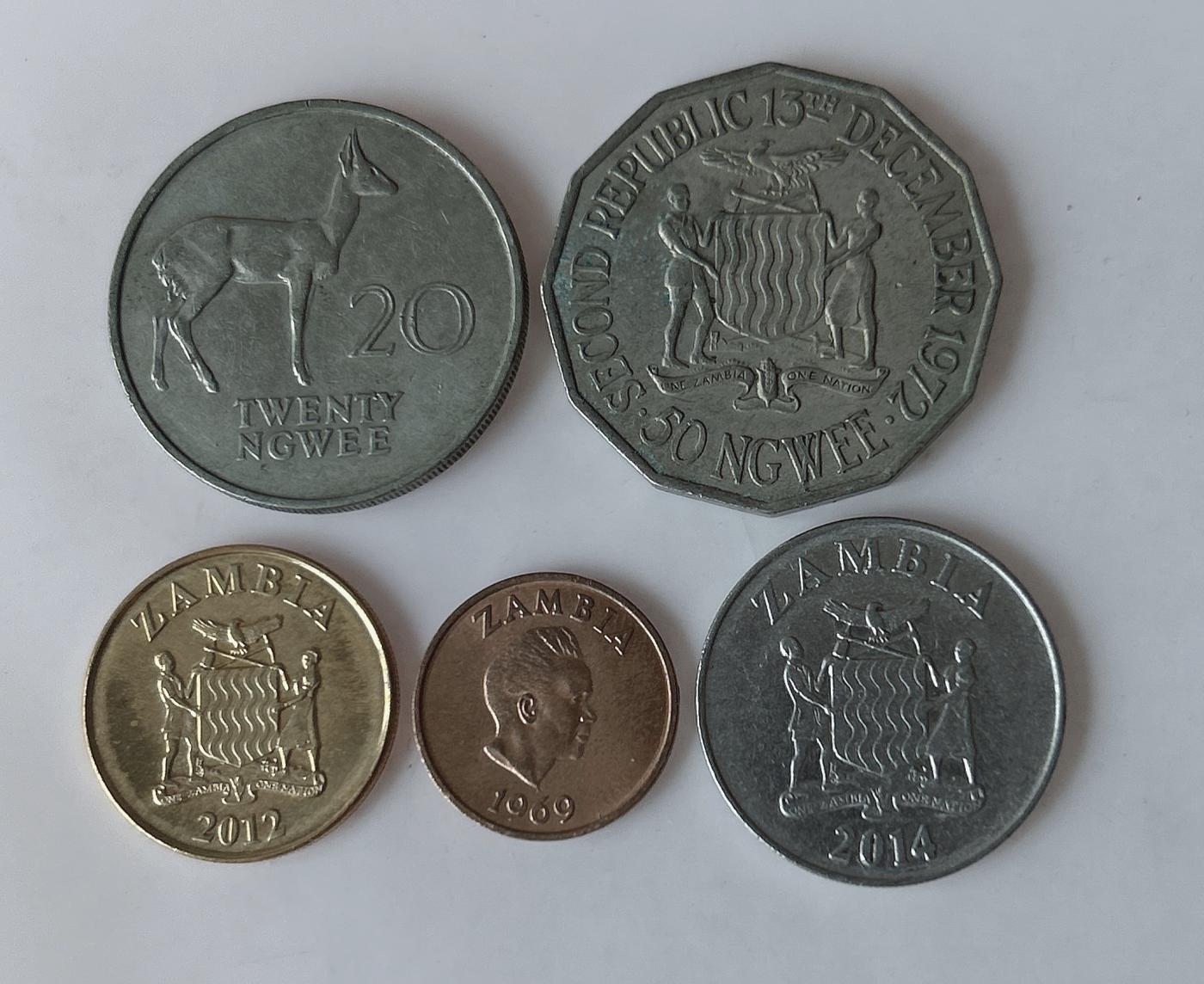 第一海外回流一元起拍收藏 散币专场 第88期 赞比亚硬币 5枚