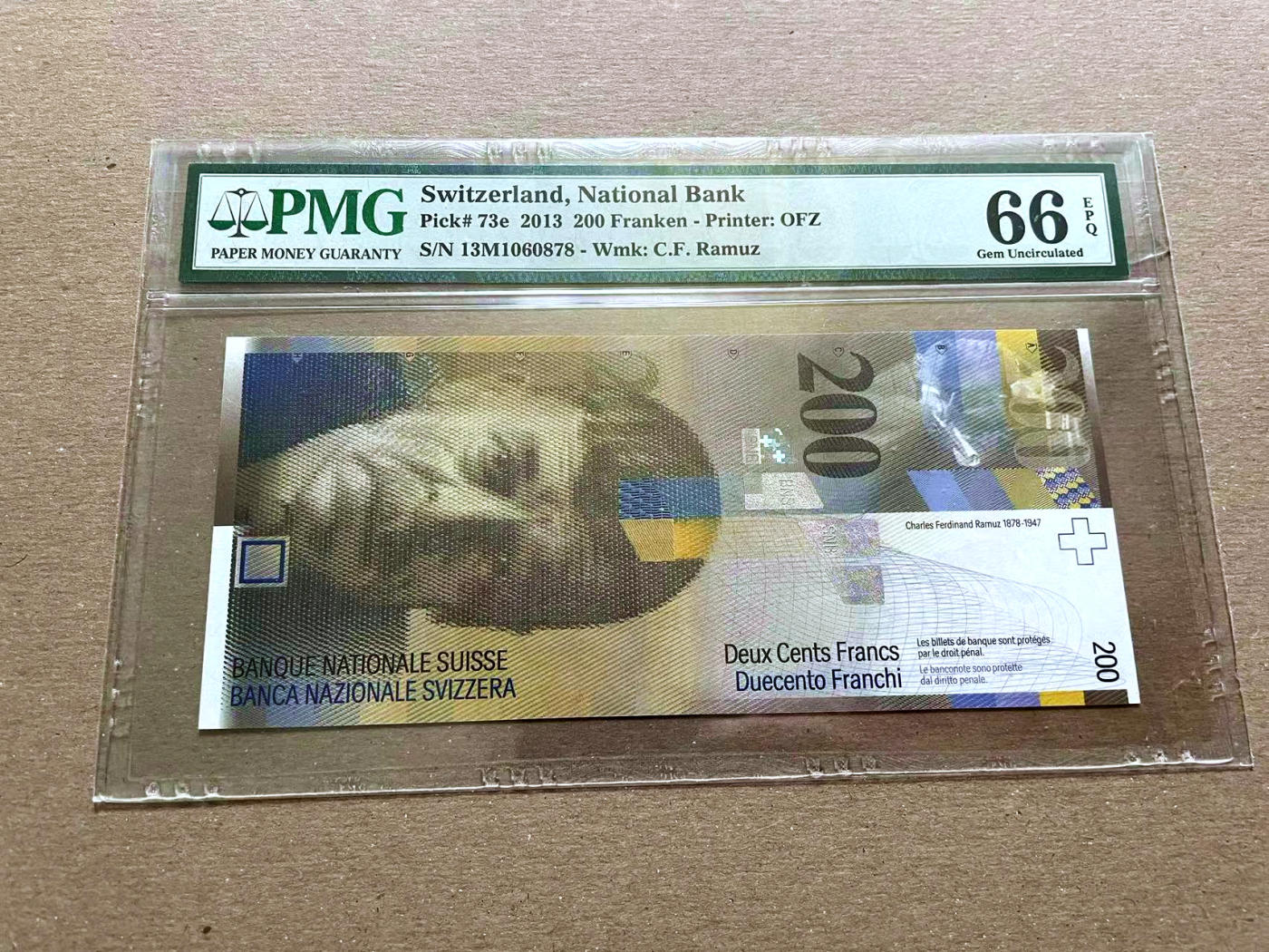 【Blue Auction】✨世界纸币精拍第478期【精】 瑞士 2013年200法郎 PMG66EPQ 