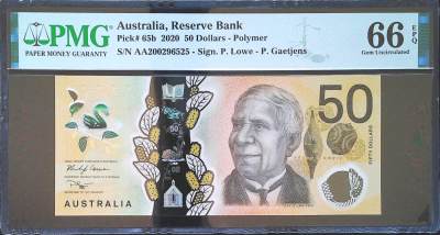 世界靓号纸钞第四十七期-全网唯一大猩猩68 - 2020年澳大利亚50元 首发AA冠 全程无347 PMG66