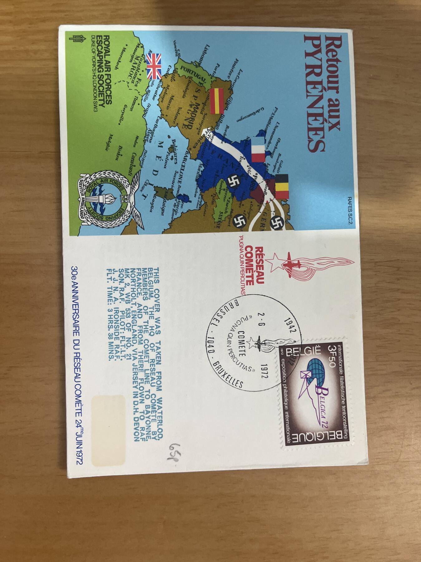 1972年比利时，纪念二战德国行军路线首日封一枚。