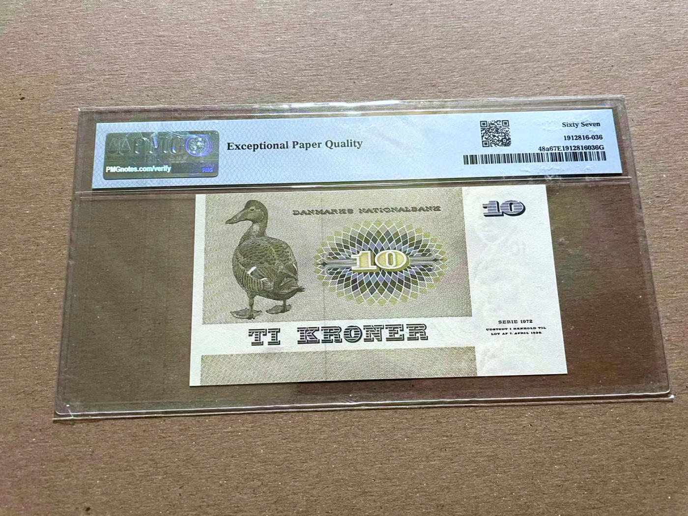 【Blue Auction】✨世界纸币精拍第478期【精】 【无47】丹麦 1972年10克朗 PMG67EPQ 高分