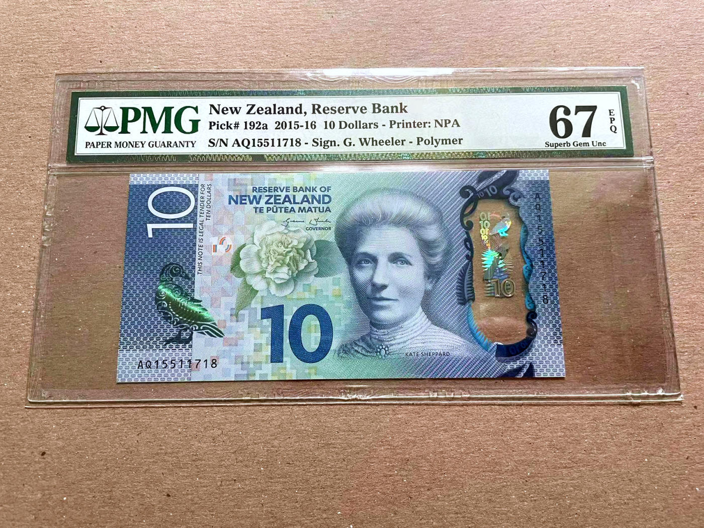 【Blue Auction】✨世界纸币精拍第478期【精】 新西兰 2015-16年10元 PMG67EPQ 高分 