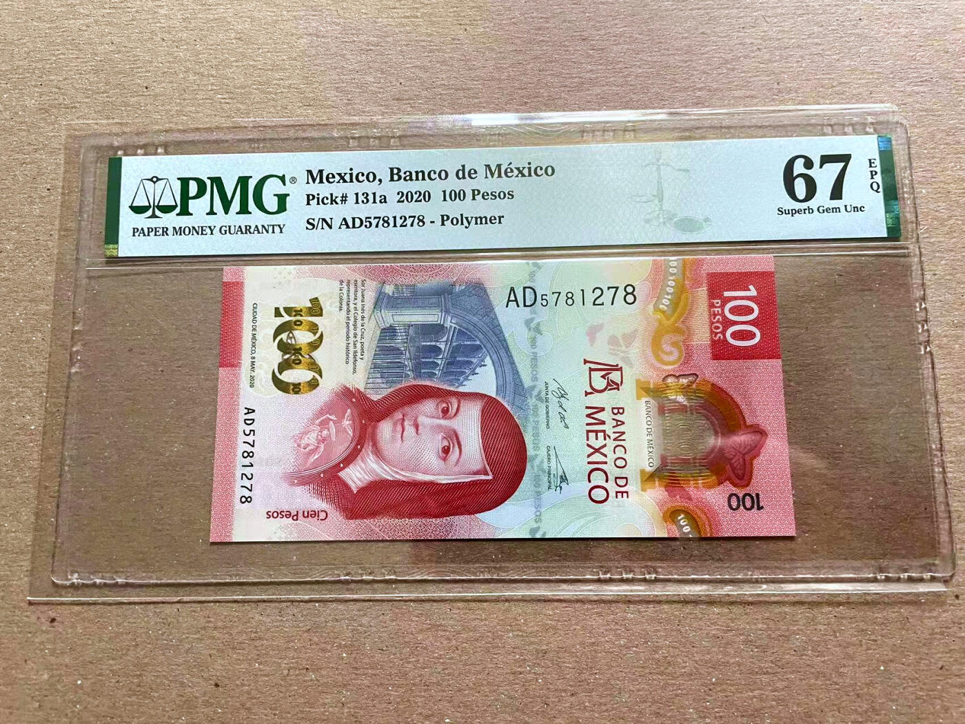 【Blue Auction】✨世界纸币精拍第478期【精】 【获奖钞】墨西哥 2020年100比索 PMG67EPQ 高分 