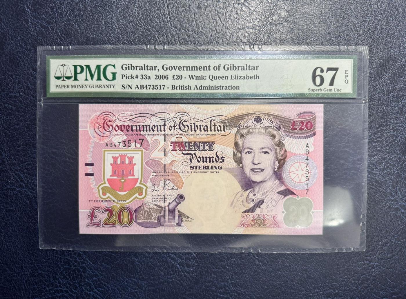 收藏联盟Quantum Auction 第346期拍卖  直布罗陀海峡2006年20镑 PMG67