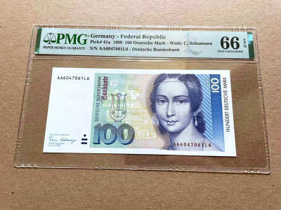 【Blue Auction】✨世界纸币精拍第478期【精】 - 【AA】德国 1989年100马克 克拉拉 PMG66EPQ 