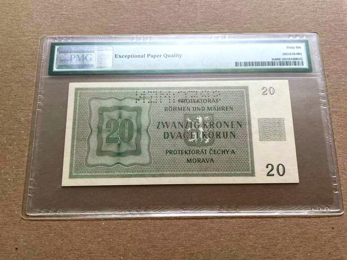 【Blue Auction】✨世界纸币精拍第478期【精】 波西米亚 1944年20克朗 PMG66EPQ 样钞