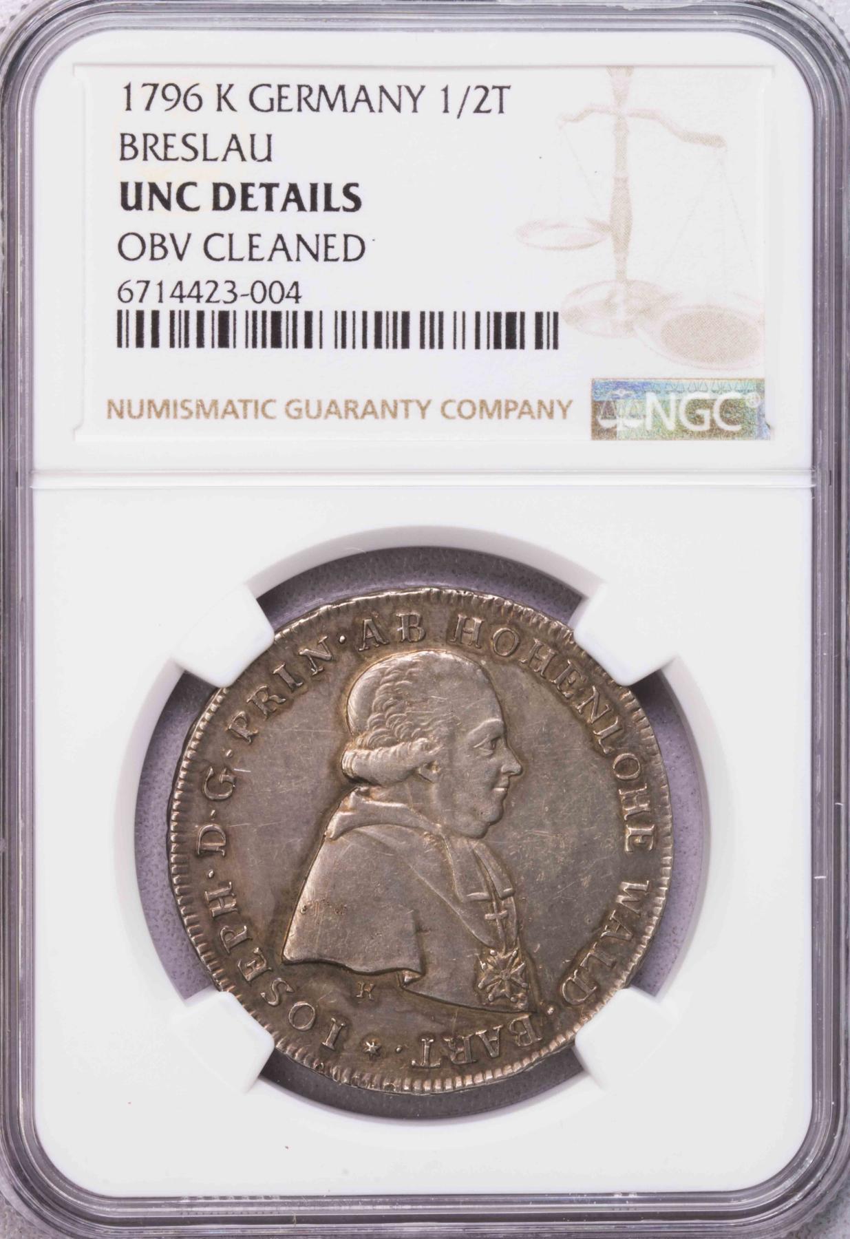 NGC-UNCD 1796神罗德意志布雷斯劳半泰勒银币 非常稀有