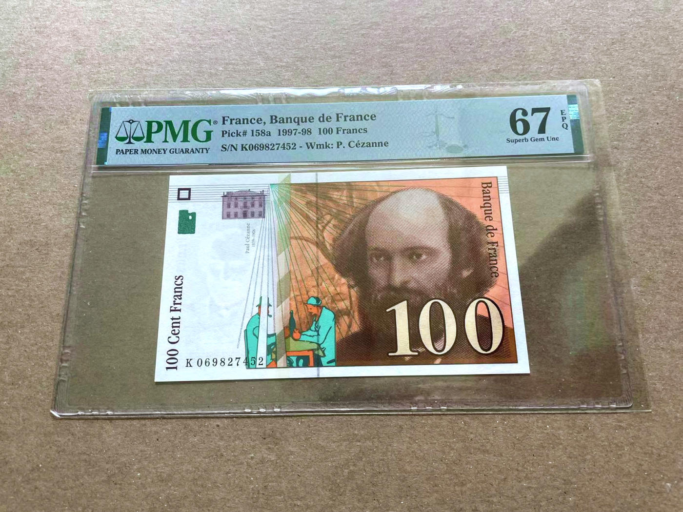 【Blue Auction】✨世界纸币精拍第478期【精】 法国 1997-98年100法郎 PMG67EPQ 高分