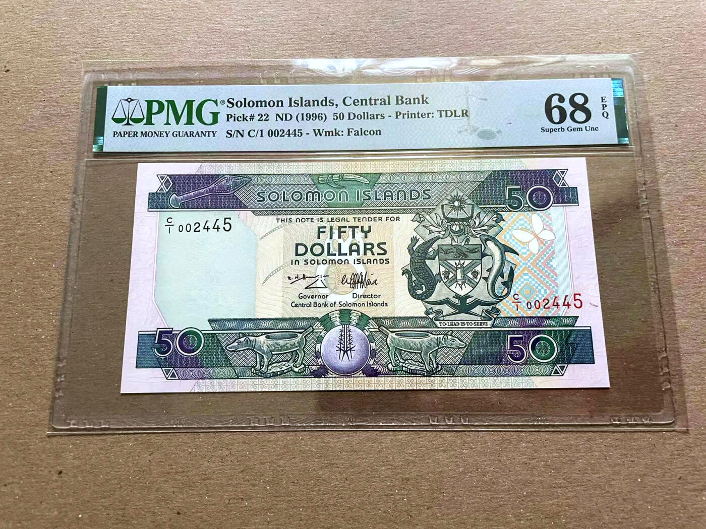 【Blue Auction】✨世界纸币精拍第478期【精】 【C/1首发冠千位小号】所罗门群岛 1996年50元 PMG68EPQ 超高分