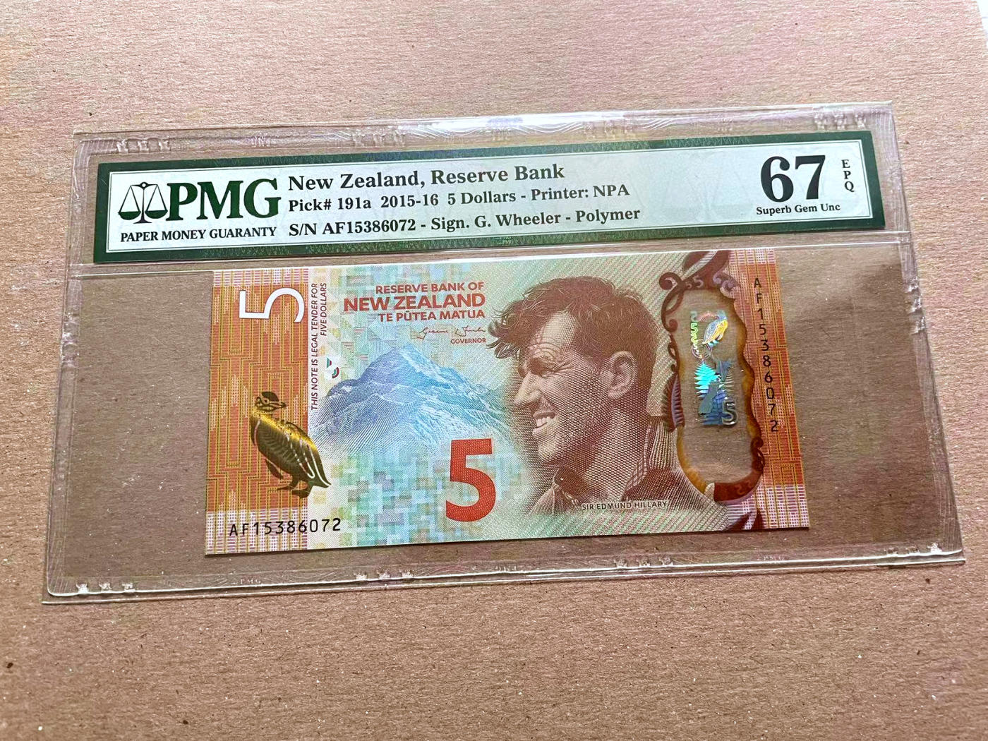 【Blue Auction】✨世界纸币精拍第478期【精】 【获奖钞】新西兰 2015-16年5元 PMG67EPQ 高分 