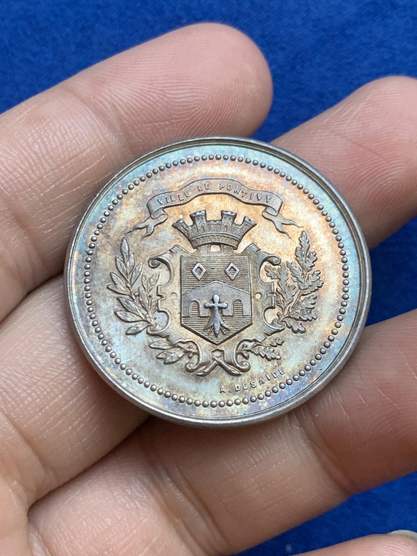 《竞宝斋》第271场-八角与章专场 周日，周一，周二  3场连拍 （全场包邮） 法国银章，蓬蒂维储蓄银行，13.35g，33.8mm，丰饶角边铭