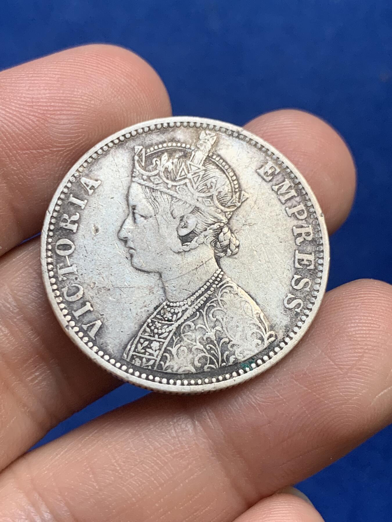 《竞宝斋》第269场- 周日，周一，周二  3场连拍 （全场包邮） 印度1887维多利亚1卢比银币