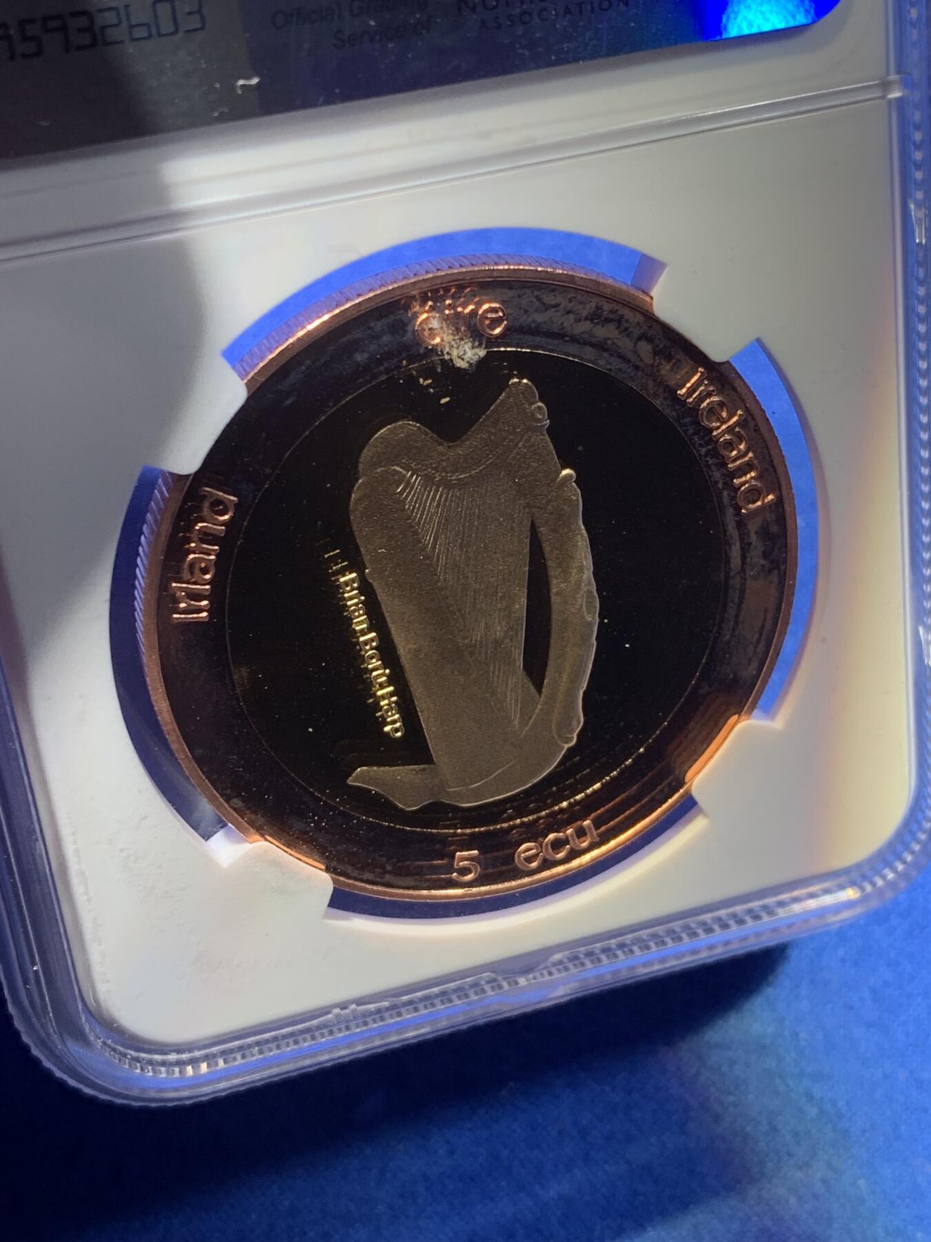 《竞宝斋》第269场- 周日，周一，周二  3场连拍 （全场包邮） NGC PF67UC 爱尔兰1995年圣帕特里克5欧元双金属精制币 唯一亚军分 更高分仅一枚