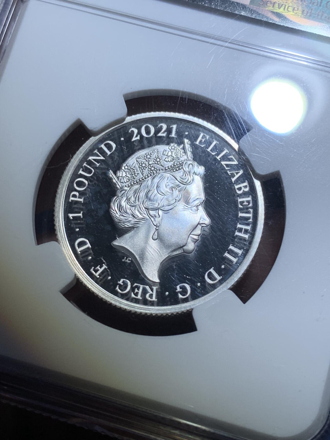 《竞宝斋》第269场- 周日，周一，周二  3场连拍 （全场包邮） NGC PF67UC 英国2021年爱丽丝奇遇记1镑精制银币