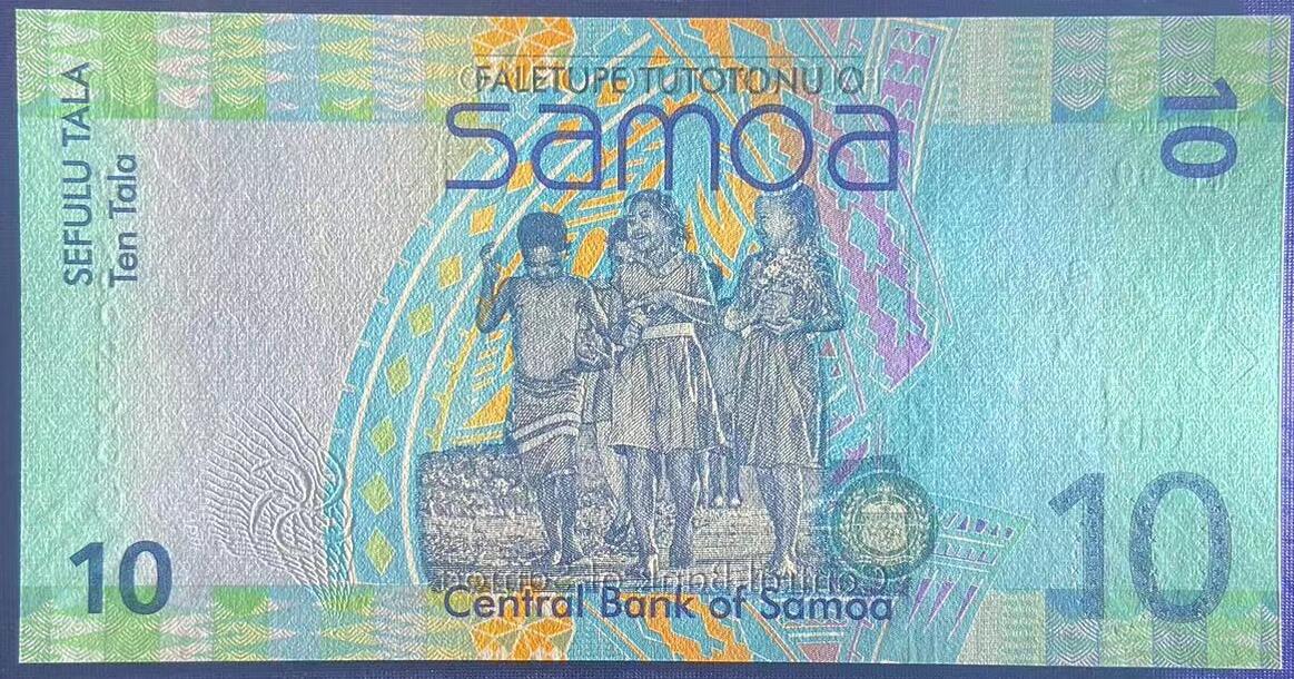 【炜奕收藏】世界精选纸币裸钞专场 2017年萨摩亚10塔拉纸币，非塑料钞，UNC品相，号码无4尾56