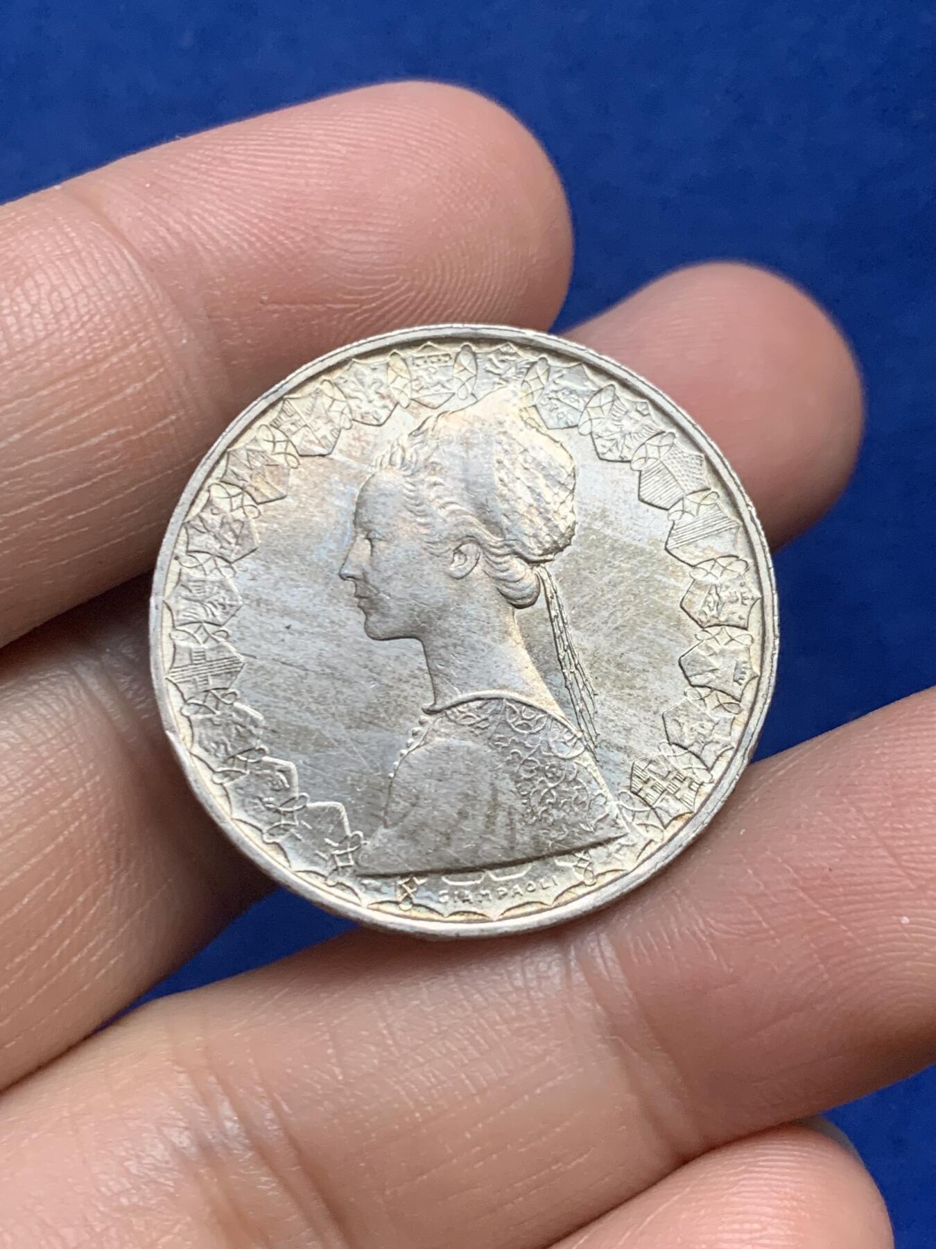 《竞宝斋》第269场- 周日，周一，周二  3场连拍 （全场包邮） 意大利1960美女帆船500里拉银币 卷拆BU品