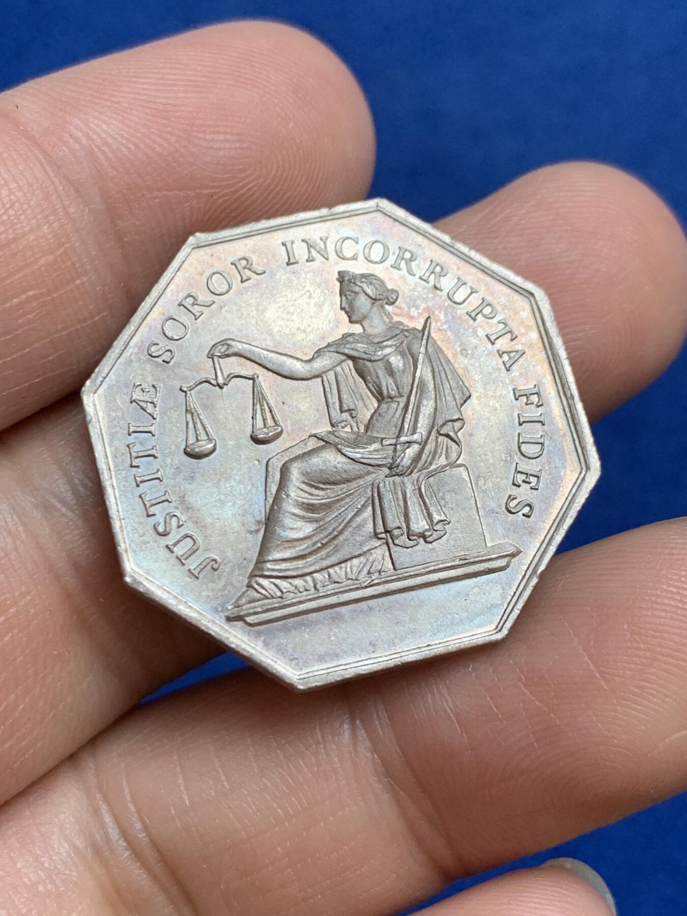 《竞宝斋》第271场-八角与章专场 周日，周一，周二  3场连拍 （全场包邮） 法国八角银章，布卢瓦地区公证处，12.96g，29.3mm，丰饶角边铭