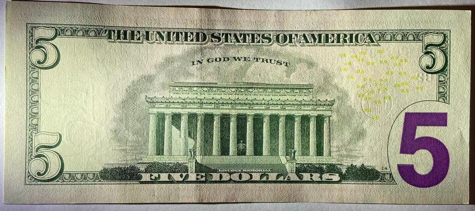 【炜奕收藏】世界精选纸币裸钞专场 2021年美国5美元，UNC-品相