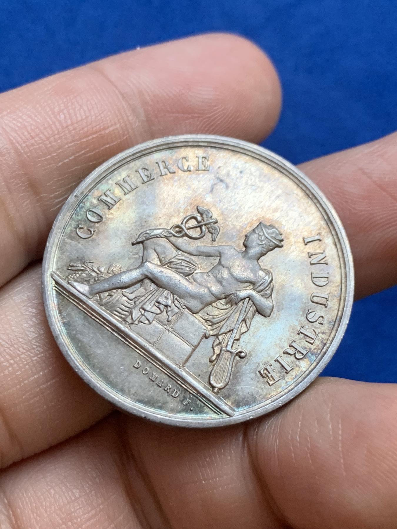 《竞宝斋》第271场-八角与章专场 周日，周一，周二  3场连拍 （全场包邮） 法国银章，昂热工业法庭，15.78g，33.8mm，丰饶角边铭