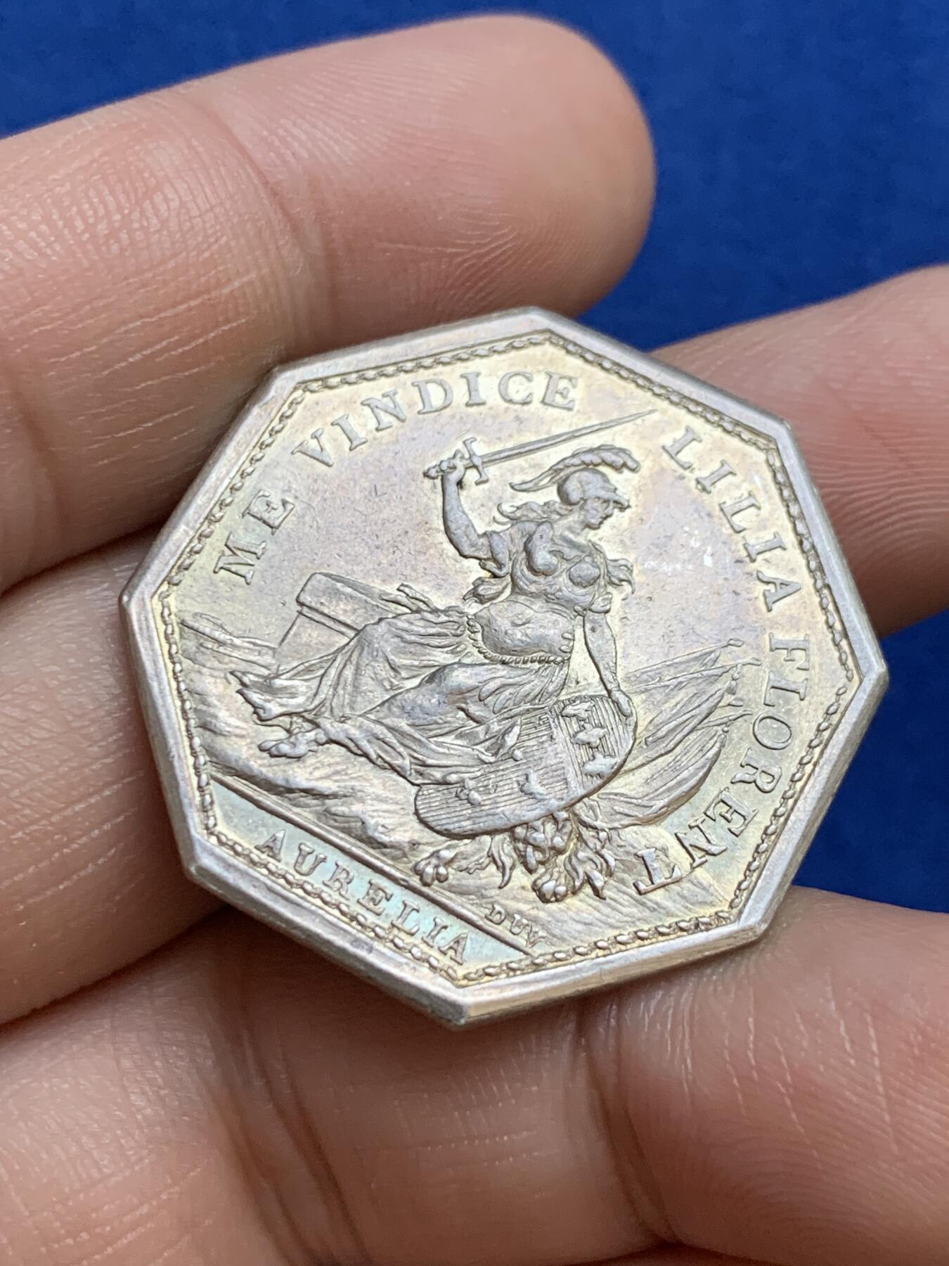 《竞宝斋》第271场-八角与章专场 周日，周一，周二  3场连拍 （全场包邮） 法国八角银章，奥尔良市政厅，14.53g，32.7mm，早期无边铭