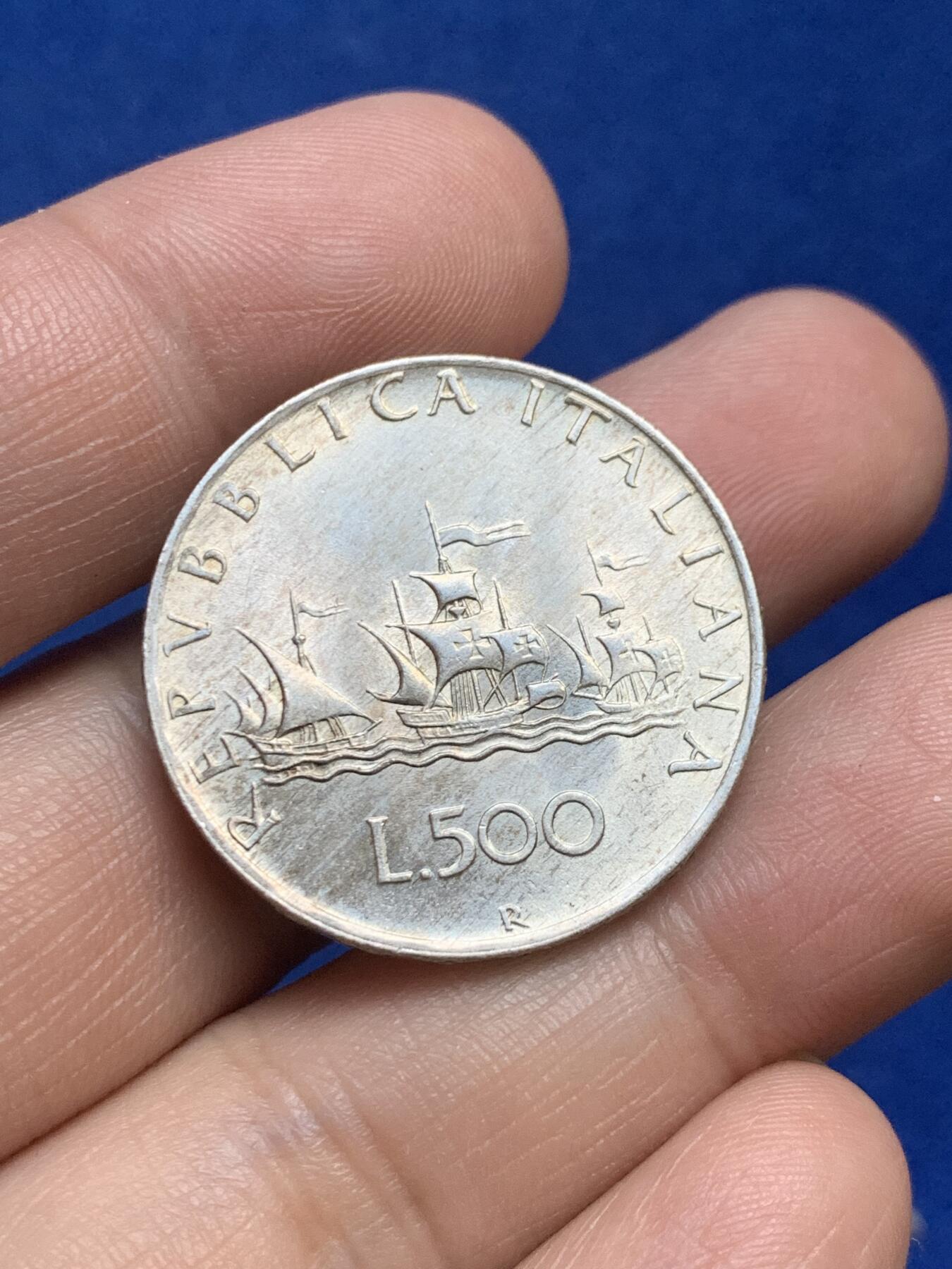 《竞宝斋》第269场- 周日，周一，周二  3场连拍 （全场包邮） 意大利1960美女帆船500里拉银币 卷拆BU品