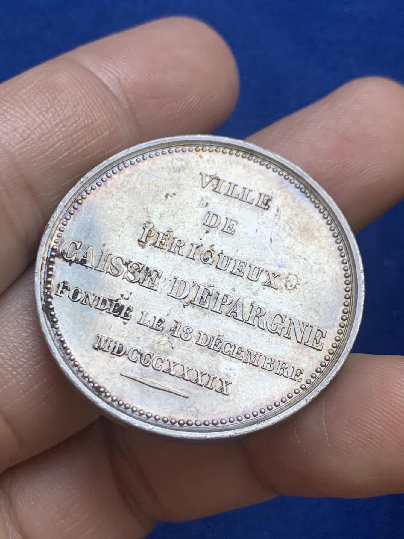 《竞宝斋》第271场-八角与章专场 周日，周一，周二  3场连拍 （全场包邮） 法国银章，佩里格储蓄银行，19.85g，36.2mm，蜜蜂边铭