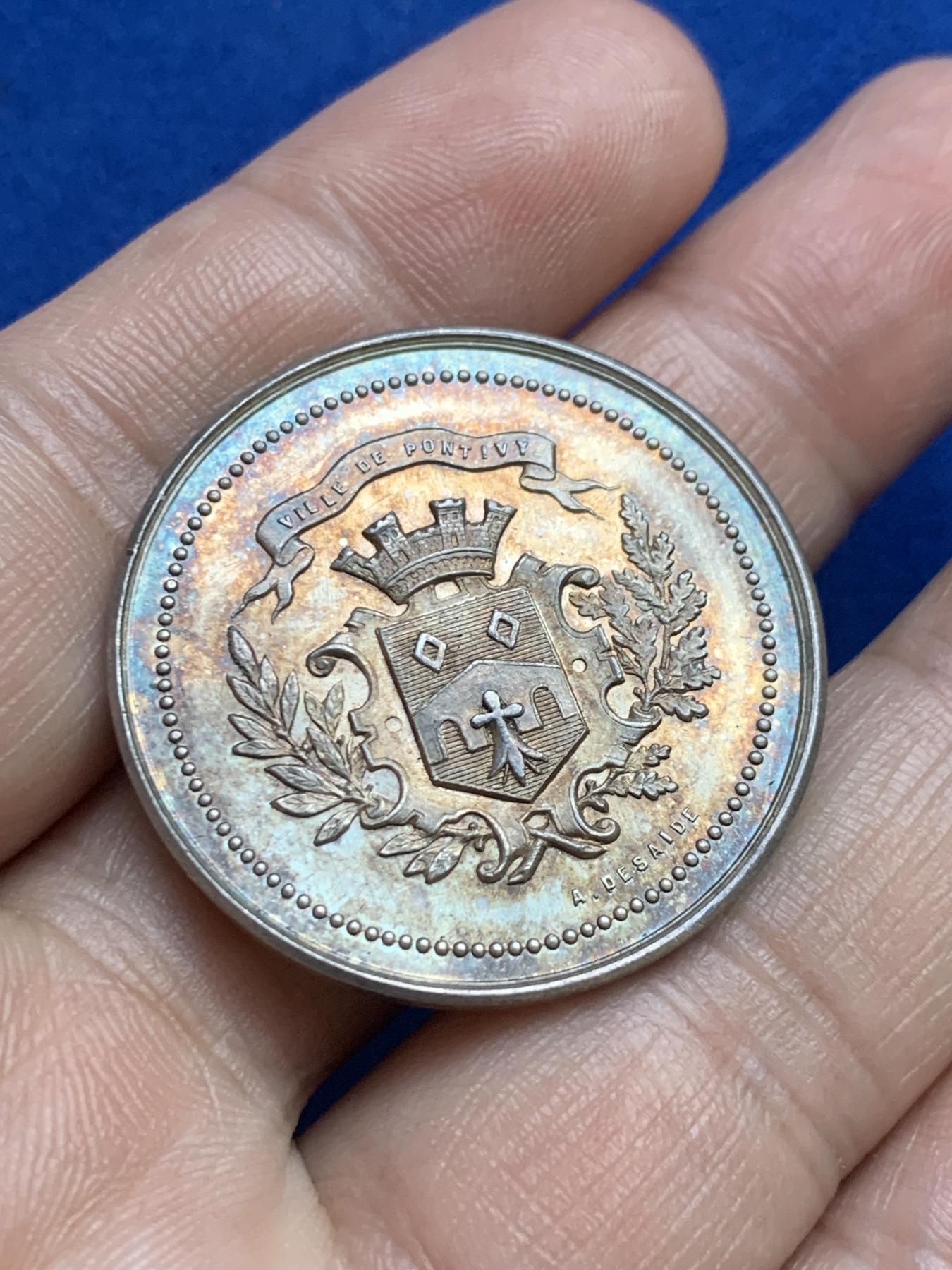 《竞宝斋》第271场-八角与章专场 周日，周一，周二  3场连拍 （全场包邮） 法国银章，蓬蒂维储蓄银行，13.35g，33.8mm，丰饶角边铭