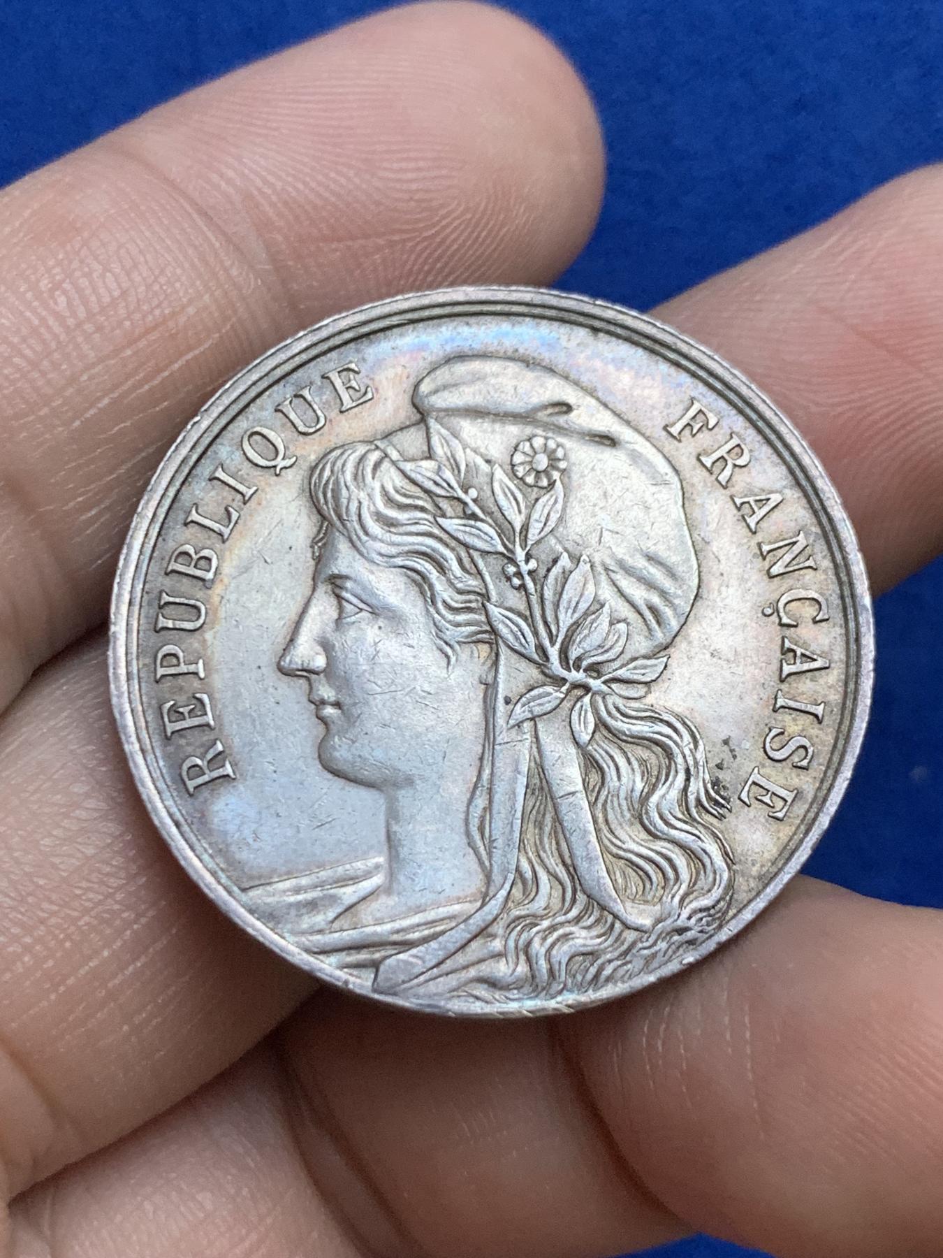 《竞宝斋》第271场-八角与章专场 周日，周一，周二  3场连拍 （全场包邮） 法国银章，特鲁瓦储蓄银行，17.22g，33.3mm，边铭：野猪头+菱形argent