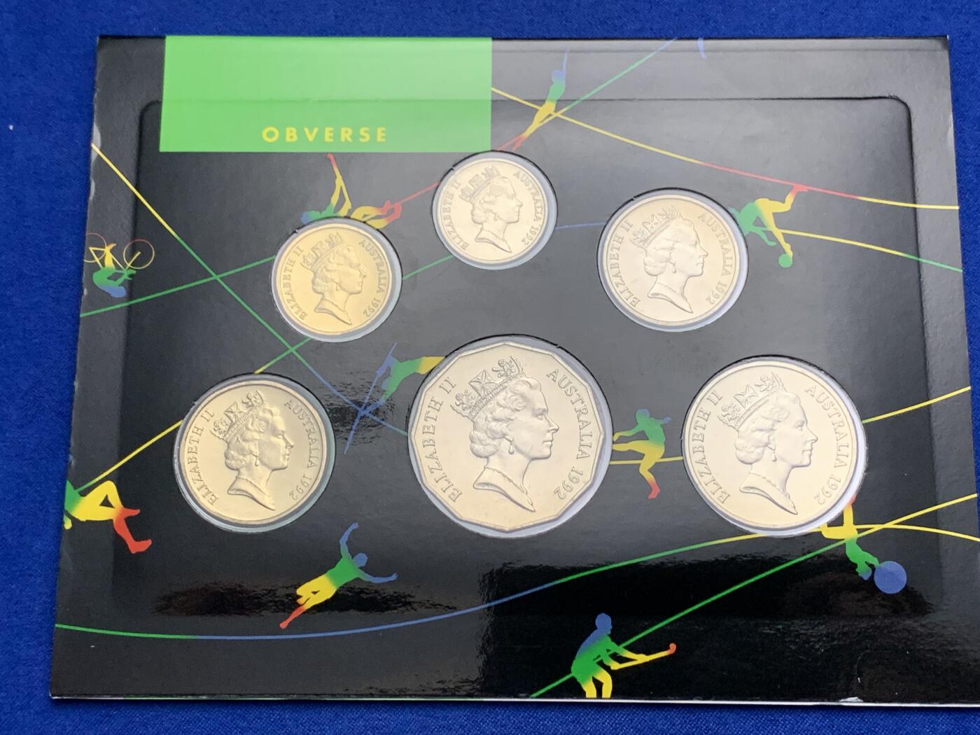 《竞宝斋》第269场- 周日，周一，周二  3场连拍 （全场包邮） 1992年澳大利亚皇家造币厂官方套币 带1元标枪流通纪念币