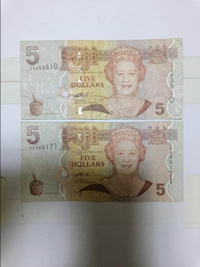 【20230523】非全新纸币第138场 - 斐济5元2张纸币