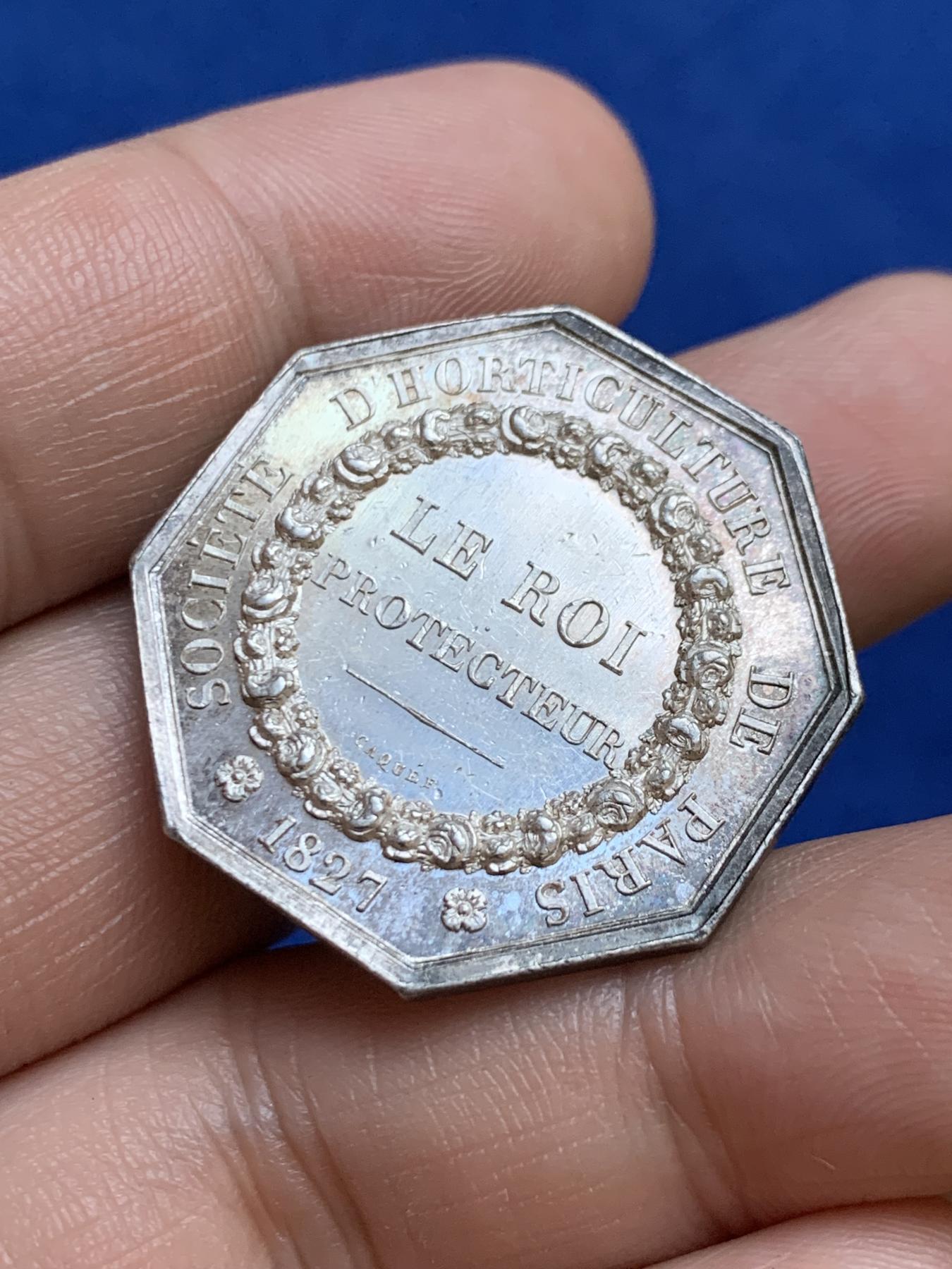 《竞宝斋》第271场-八角与章专场 周日，周一，周二  3场连拍 （全场包邮） 法国八角银章，巴黎园艺协会，12.00g，30.6mm，神灯边铭