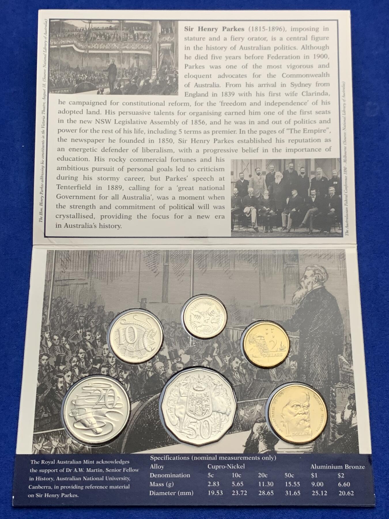 《竞宝斋》第269场- 周日，周一，周二  3场连拍 （全场包邮） 1996年澳大利亚皇家造币厂官方套币 带1元流通记念币