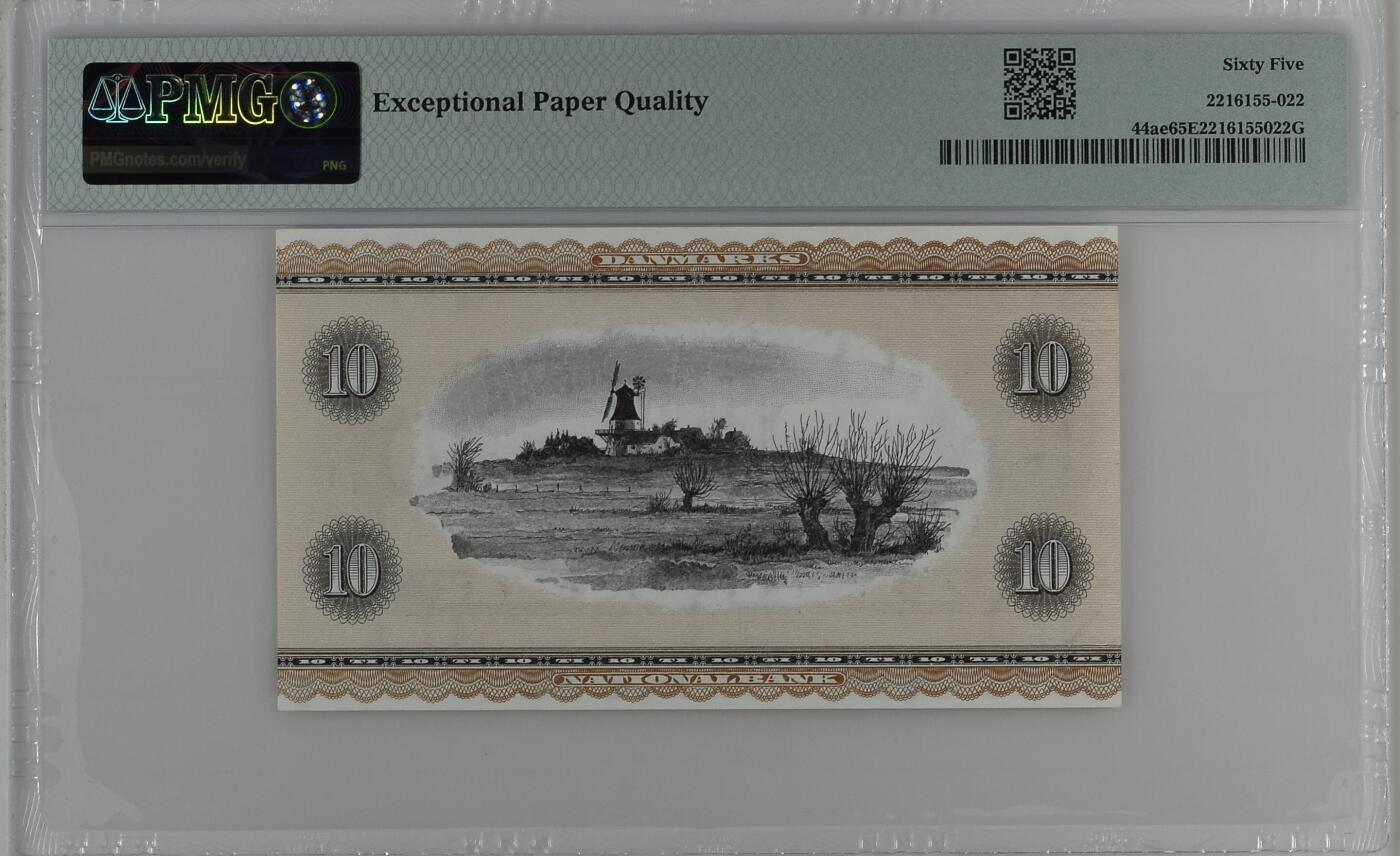 收藏联盟Quantum Auction 第347期拍卖  丹麦1971年10克朗 PMG65  童话大师安徒生 号码无457
