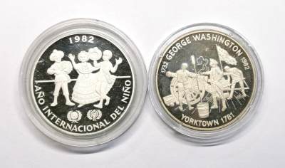 凡希社世界钱币微拍第二百六十九期 - 巴拿马&安提瓜与巴布达克朗型大银一对略氧化