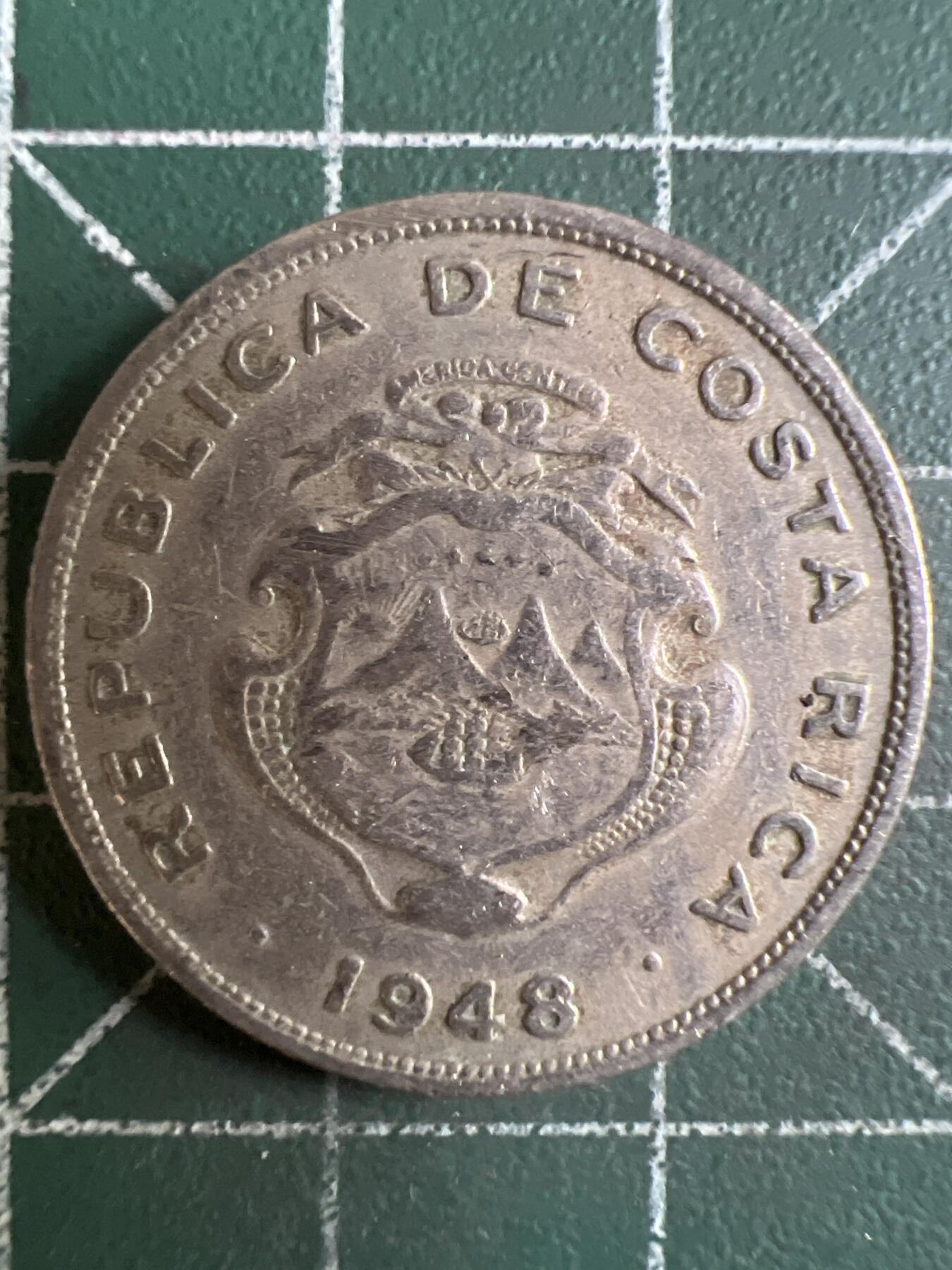 第662期 硬币场 （无押金，捡漏，全场50包邮，偏远地区除外，接收代拍业务，本店十天发一次货） 哥斯达黎加50分  1948年