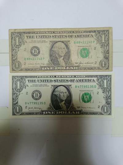 【20230523】非全新纸币第138场 - 美国1元2张纸币