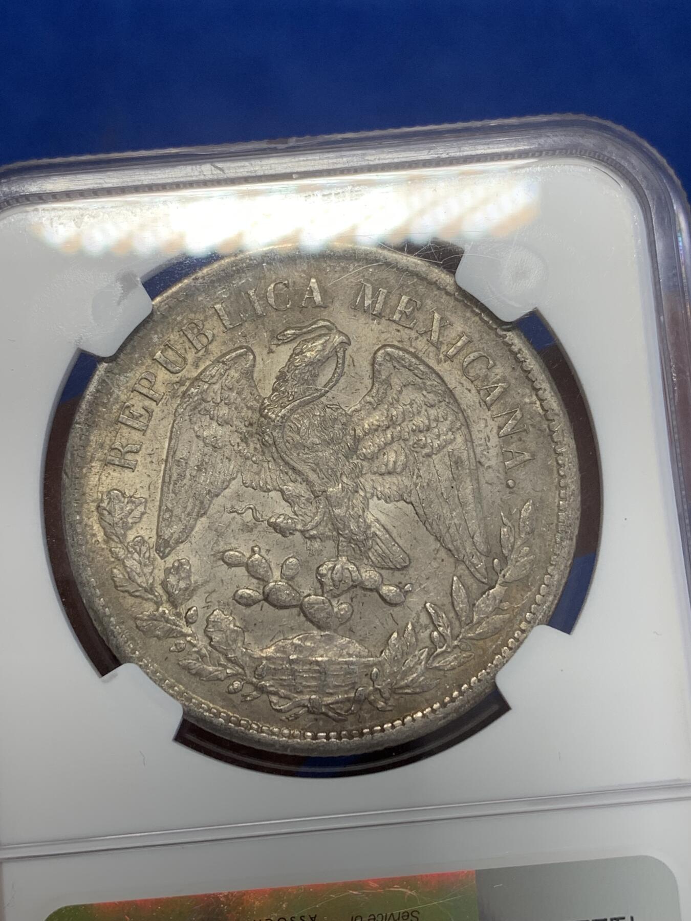 《竞宝斋》第269场- 周日，周一，周二  3场连拍 （全场包邮） NGC AUD 墨西哥 1898年ZS FZ少见直边鹰洋 原味老包浆 打制精美 底板带彩转光 经典潜力品种