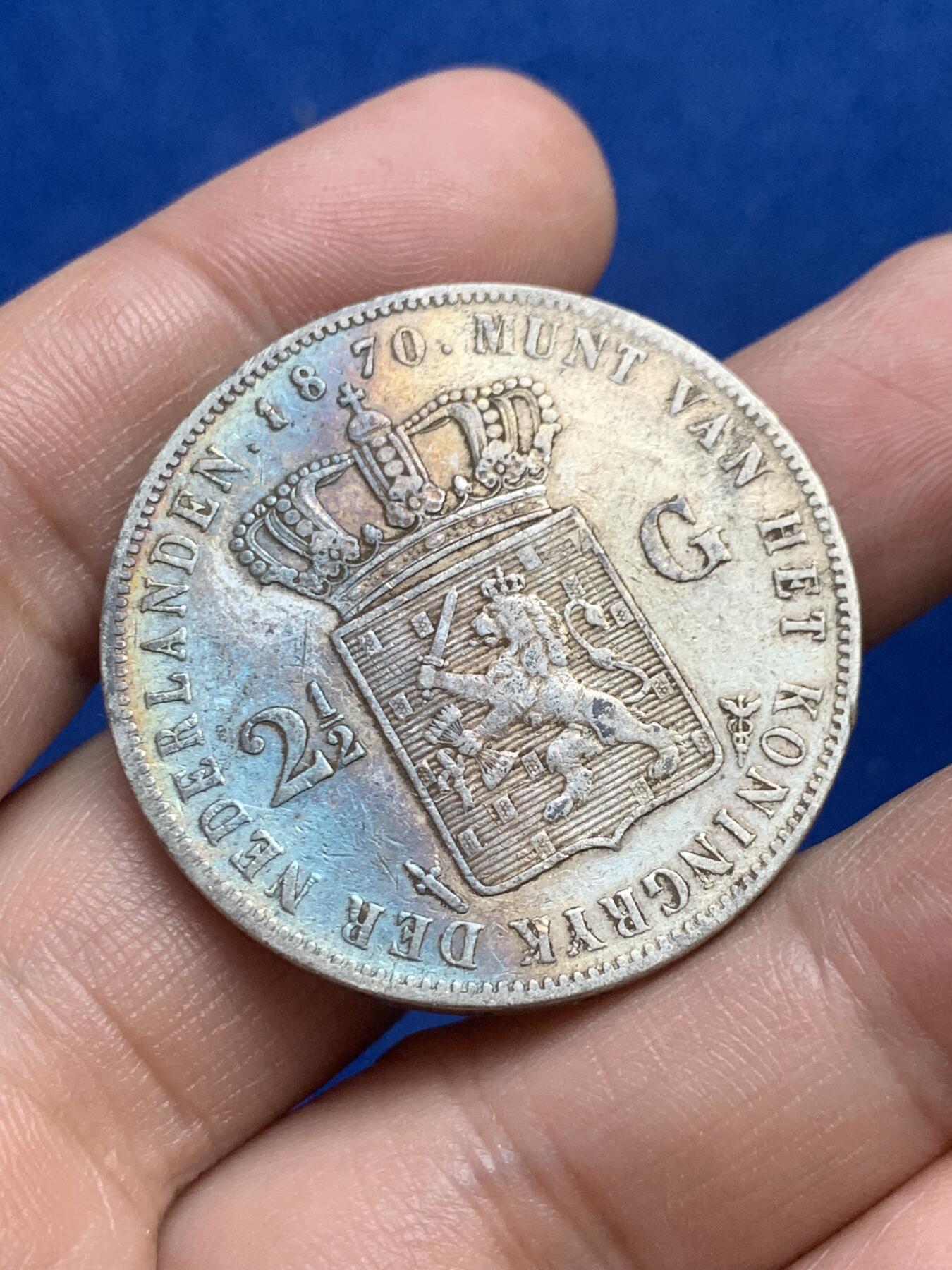 《竞宝斋》第269场- 周日，周一，周二  3场连拍 （全场包邮） 1870年 荷兰 威廉三世2.5盾 银币