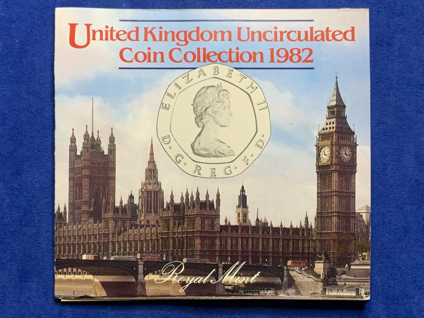 《竞宝斋》第269场- 周日，周一，周二  3场连拍 （全场包邮） 英国1982年硬币套装 7枚装 20便士首发年份 青年女王头像