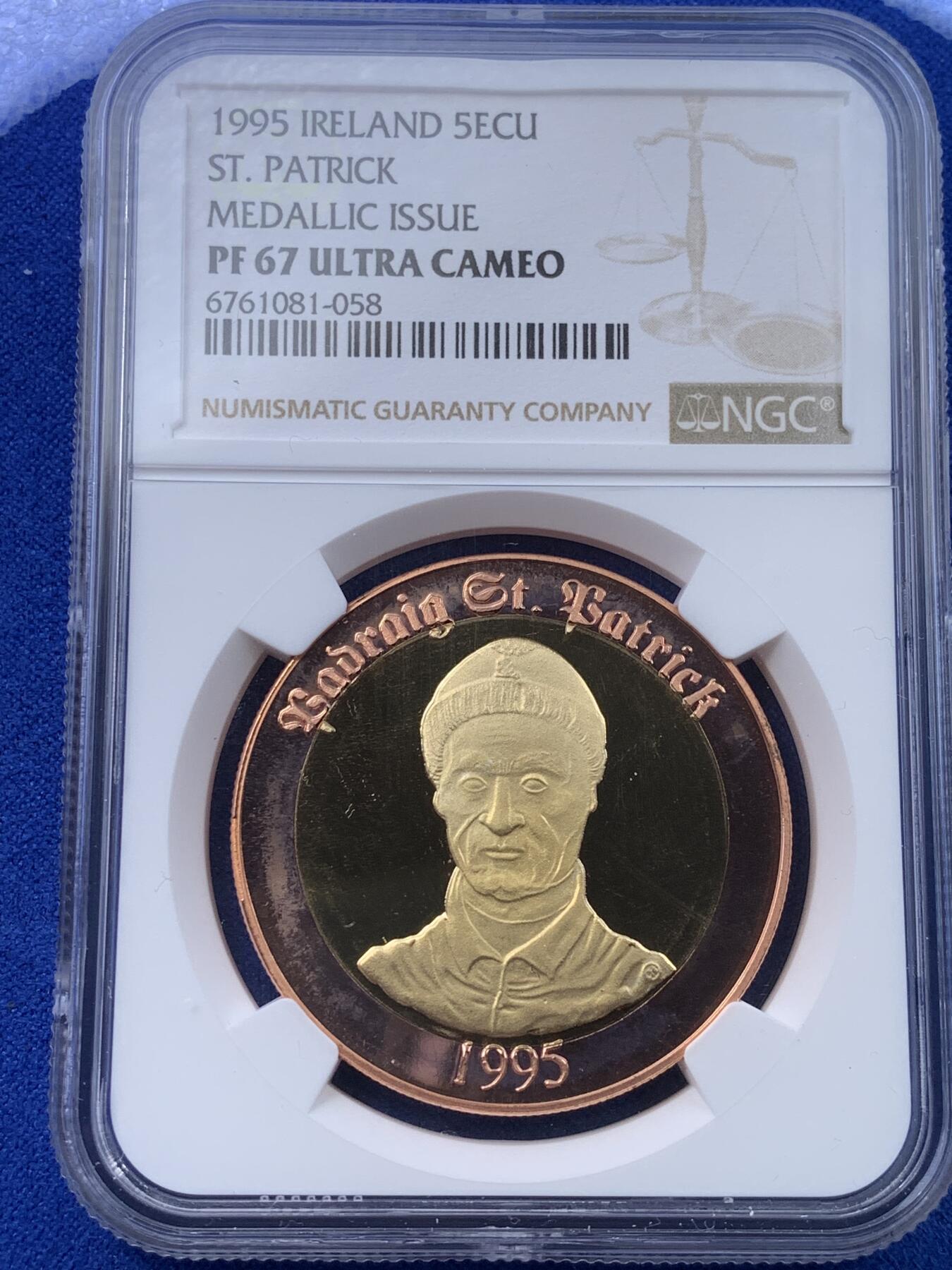 《竞宝斋》第269场- 周日，周一，周二  3场连拍 （全场包邮） NGC PF67UC 爱尔兰1995年圣帕特里克5欧元双金属精制币 唯一亚军分 更高分仅一枚