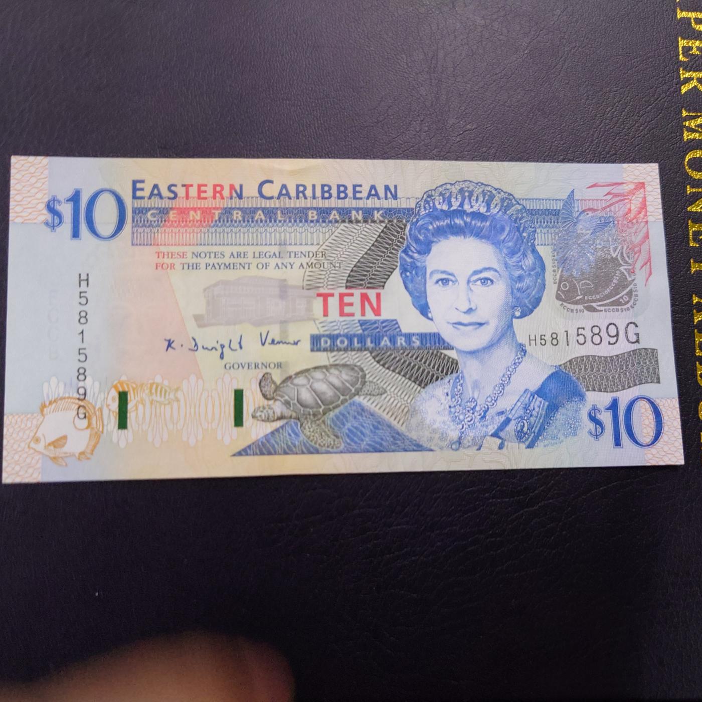 【世界钱币】精选微拍第106期暨2024年第17期  评级裸钞杂烩场 东加勒比10元 格林内达 全新绝品无47尾号589